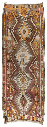 Vintage Kilim Wool Rug 5'2''x14'0''
