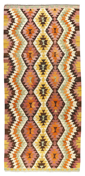 Vintage Kilim Wool Rug 5'0''x10'8''