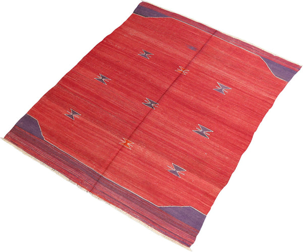 Vintage Kilim Wool Rug 4'11''x9'10''