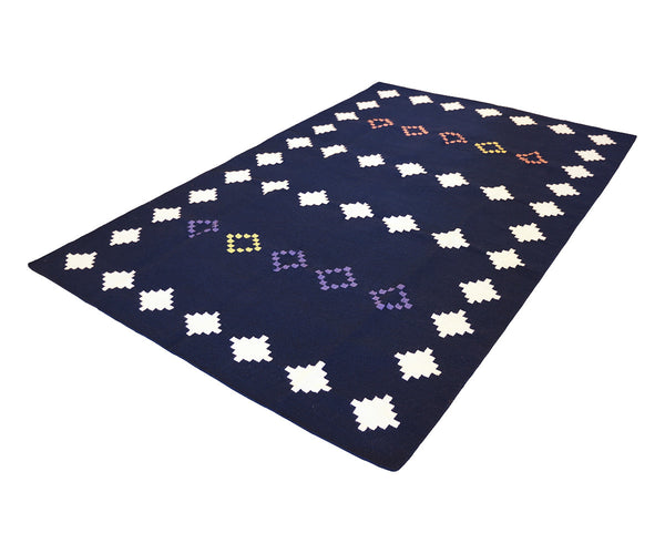 A City Awake Handwoven Rug in Navy / Multi Limited Edition