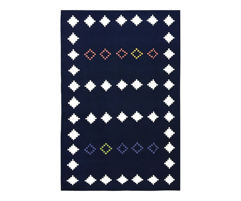 A City Awake Handwoven Rug in Navy / Multi Limited Edition