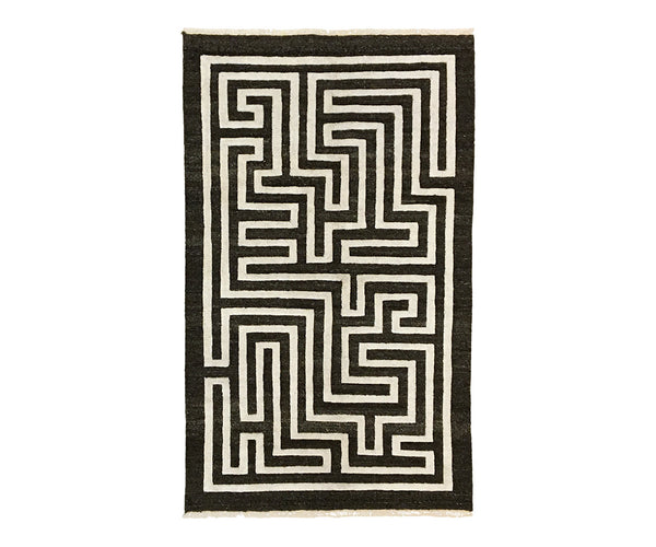 Maze Handwoven Rug in Dark Wool 