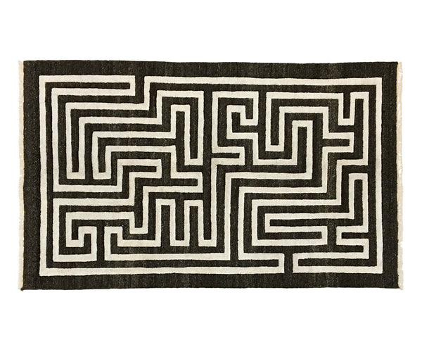 Maze Handwoven Rug in Dark Wool 